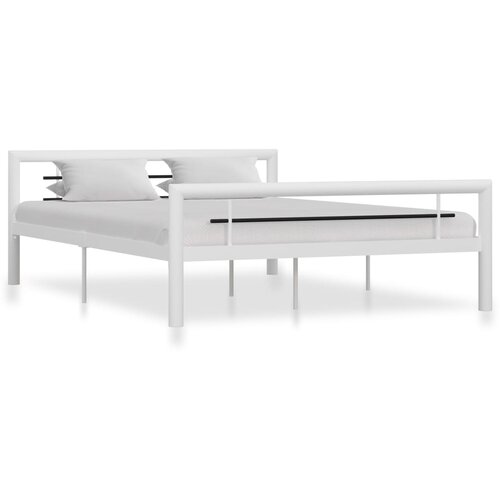 The Living Store Posteljni okvir bel in črn kovinski 140x200 cm - Posteljni Okvir, (21526841) Slike