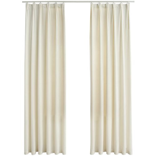 VidaXL Zatemnitvene zavese 2 kosa z obe&amp;scaron;ali žametne krem 140x225 cm, (20597305) Slike