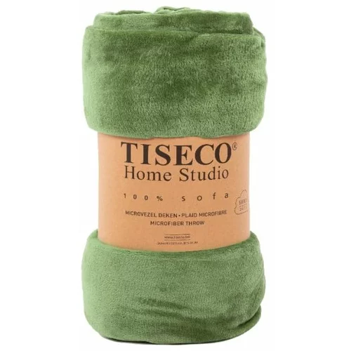 Tiseco Home Studio Zeleni mikropliš prekrivač za bračni krevet 220x240 cm Cosy -