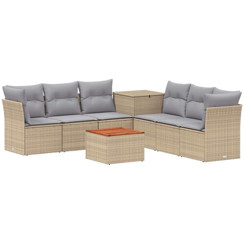  Set sofe 8 kom. Bež i svijetlo siva Poli Rattan i čelik Slike