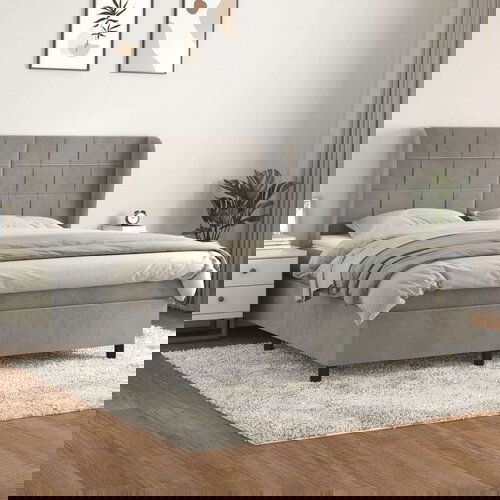 Krevet s oprugama i madracem svjetlosivi 160x200 cm bar&amp;scaron;unasti Slike