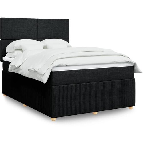 vidaXL Box spring postelja z vzmetnico črna 160x200 cm blago Cene