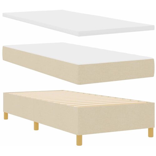  Krevet s opruga kutije s LED trakama Krema 90 x 190 cm tkanina Slike