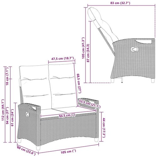 Vrtna klupa s jastukom Bež i svijetlo siva 105 x 60 x 112 cm - bež i svjetlosiva Slike