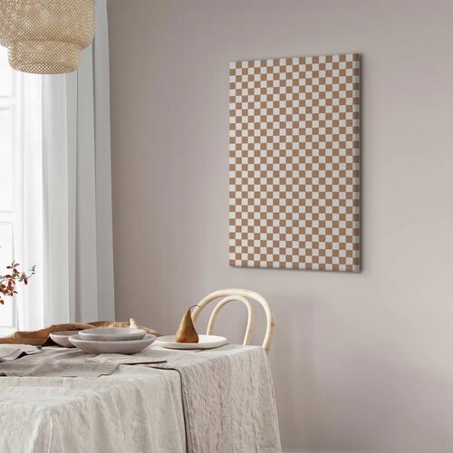  Slika - Checkerboard Pattern - Brown-White Grid with a Subtle Noise 80x120 Standard Slike