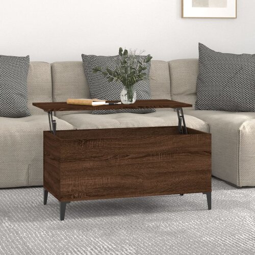 VidaXL Klubska mizica rjavi hrast 90x44,5x45 cm inženirski les Slike