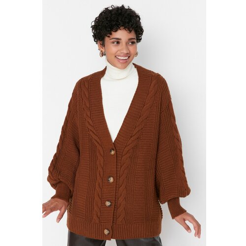 Trendyol Brown Button Detailed Knitwear Cardigan Slike