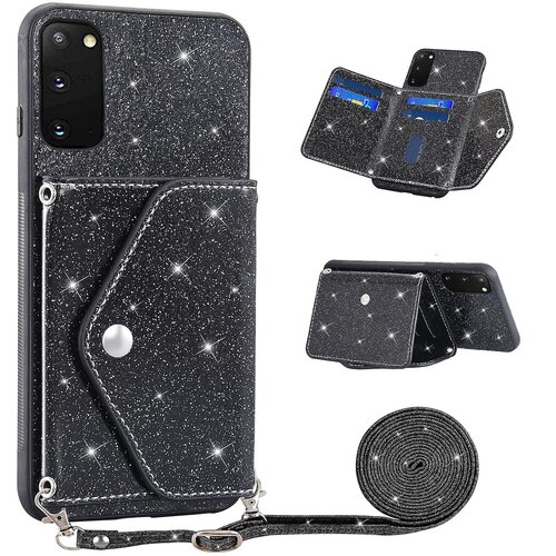 INORCO Ovitek za telefon Samsung Galaxy S20 4G/5G, trikotno držalo za kartice, stojalo, PU usnje+TPU ovitek za telefon, (22033076) Slike