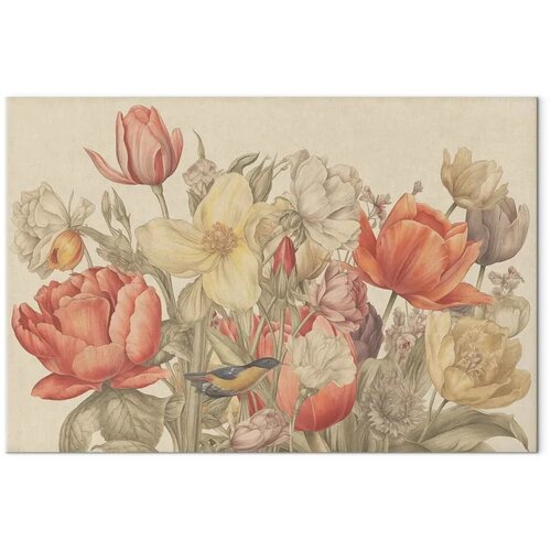  Slika - Bouquet of flowers on a cream background 30x20 Cene