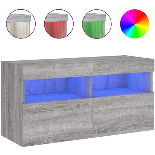 Maison Chic Stenska TV omarica - TV stojalo - Televizijska omarica z LED lučkami siva sonoma 80x30x40 cm, (21698949) Cene