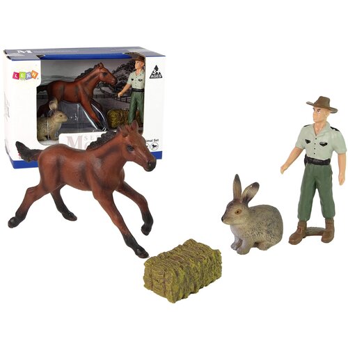  Set of Animal Figurines Horse Hare Farmer Cene
