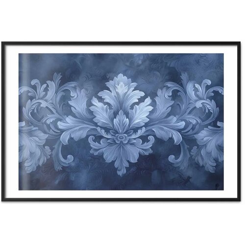  Plakat - Blue Ornament in Cool Shades 42x29.7 Crni okvir s margom Cene