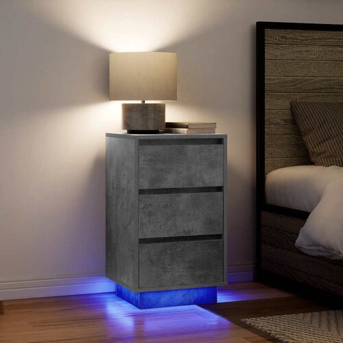 vidaXL Nočna omarica z LED svetili Betonsko siva 38x34x65 cm Cene