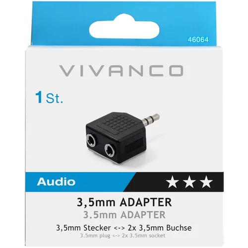 Vivanco Adapter 46064, 3.5mm jack M na 2x 3.5mm jack Ž