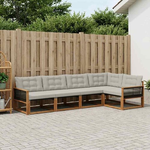 Set vanjskih sofa 5 kom. Prirodna i svjetlosiva Cene