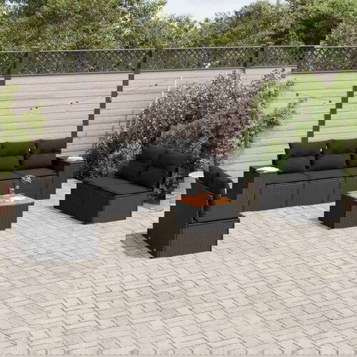 VidaXL 9-dijelni set vrtnih sofa s jastucima crni od poliratana Slike