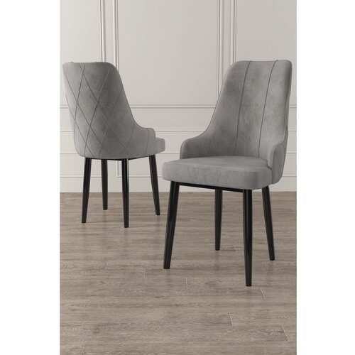 Hanah home Trex - Grey, Black GreyBlack Chair Set (4 Pieces) Cene
