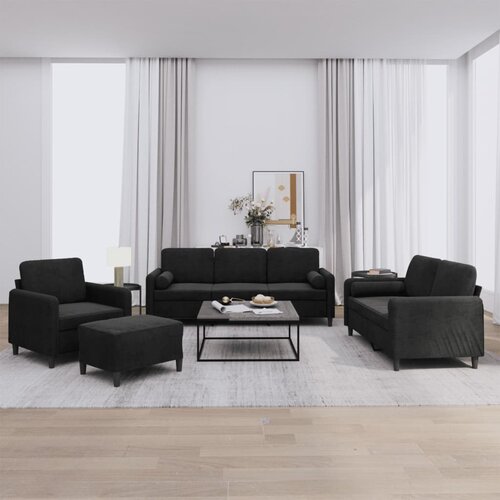 vidaXL 4-dijelni set sofa s jastucima crni baršunasti Cene