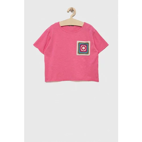 United Colors Of Benetton Otroška kratka majica roza barva