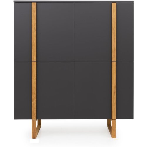 Tenzo Antracit siva komoda s hrastovim nogama Birka, 118 x 135 cm Slike