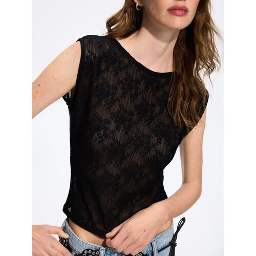 Reserved Bluza s čipkom - crno Cijene