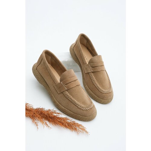 Marjin Women's Loafer Casual Shoes Hema Tan Suede Slike