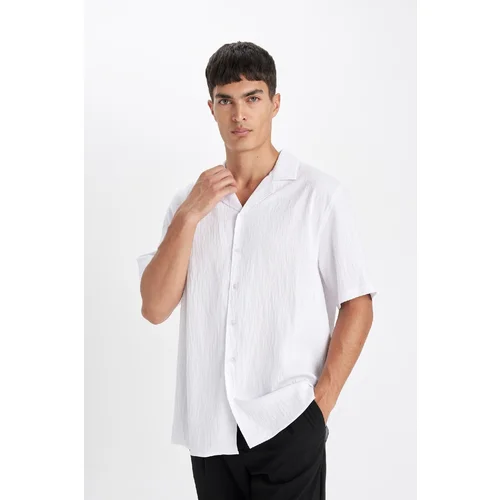 Defacto Relax Fit Polo Collar Crinkle Short Sleeve Shirt