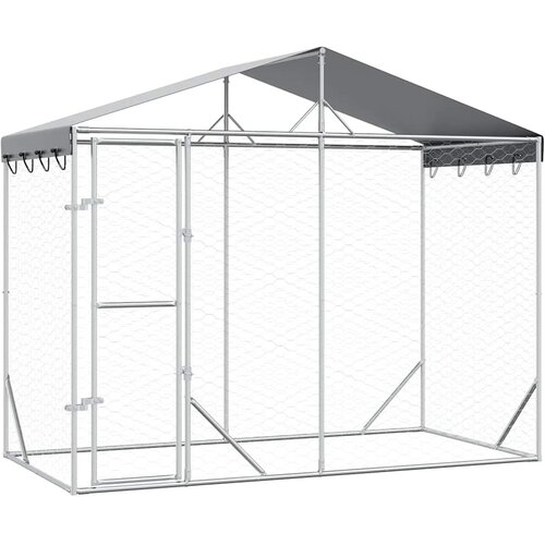  kavez za pse s krovom srebrni 3 x 1,5 x 2,5 m čelični Slike