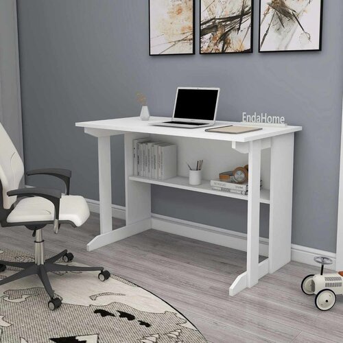 Hanah home radni sto Pillar, 100 cm, beli Slike
