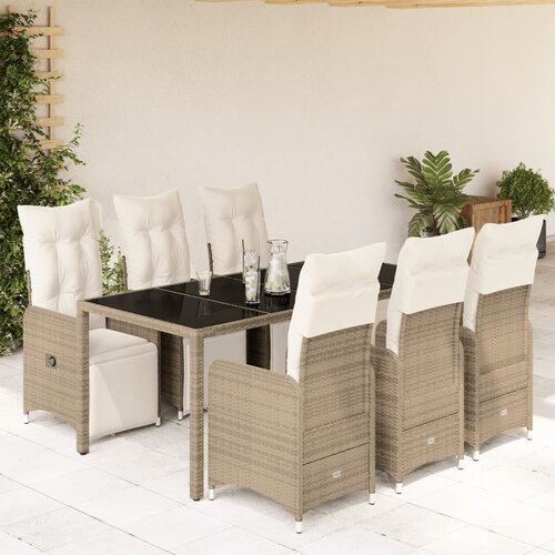 vidaXL 7-dijelni vrtni bistro set od poliratana s jastucima smeđi Cene