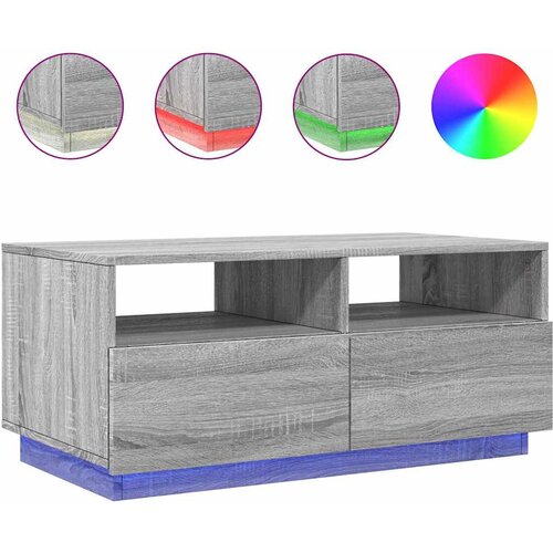 Maison Chic Klubska mizica - kavna mizica - Nizka mizica z LED lučkami siva sonoma 90x49x40 cm, (21751953) Slike