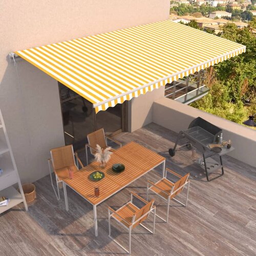 Tenda na automatsko uvlačenje 600x350 cm žuto-bijela Slike