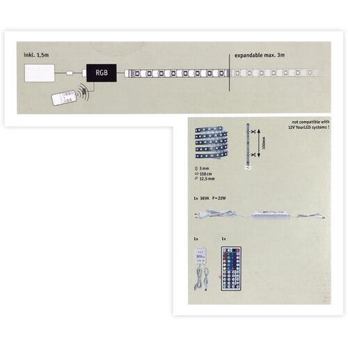 PAULMANN 70587 - LED RGB/20W prigu&amp;scaron;iva traka MAXLED 1,5m 230V + daljinski upravljač Slike