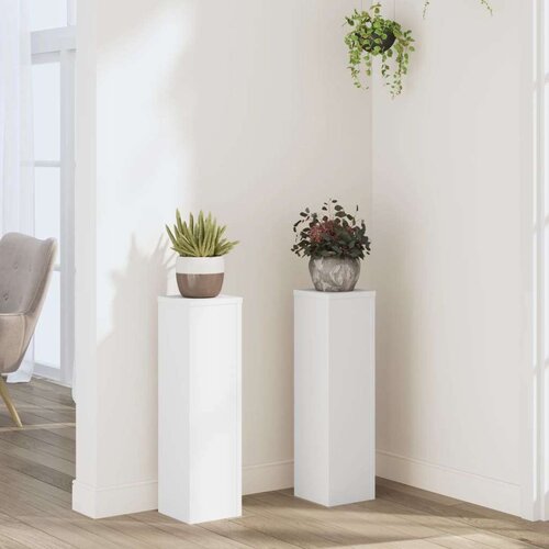 vidaXL Stojalo za rastline 2 kosa belo 17x17x60 cm inženirski les Cene