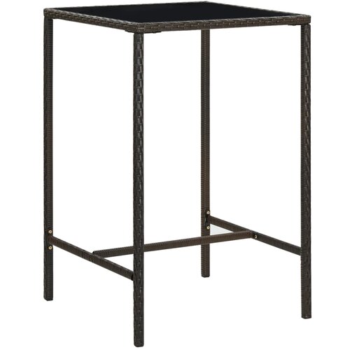 VidaXL Vrtna barska miza rjava 70x70x110 cm poli ratan in steklo, (20665830) Slike