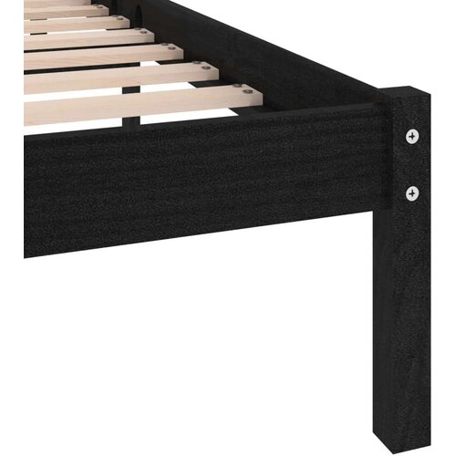 VidaXL okvir za krevet od masivne borovine crni 140 x 190 cm Slike
