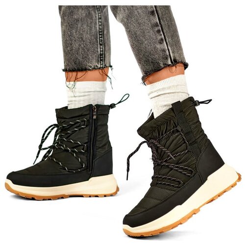Primohurt Black sports snow boots, women&amp;#039;s lace-up, insulated winter shoes with a flat sole Slike