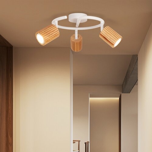  Brilagi - Stropna spot svetiljka MODERN WOOD 3xGU10/8W/230V drvo/bela Slike