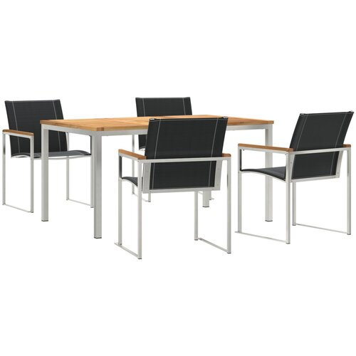 vidaXL 5-delna jedilna garnitura iz trdnega akacijevega lesa, zunanja jedilna miza 150x90x75 cm iz trdnega akacijevega lesa Cene