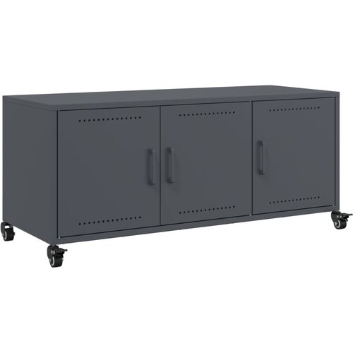 Maison Chic TV omarica - TV stojalo - Televizijska omarica antracitna 100,5x39x43,5 cm jeklo, (21700877) Slike