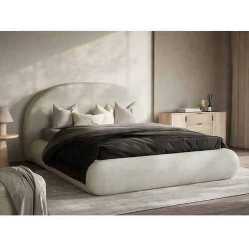 Maison de R&amp;ecirc;ve Krem tapecirani bračni krevet s prostorom za odlaganje s podnicom 180x200 cm Maumere &amp;ndash; Slike