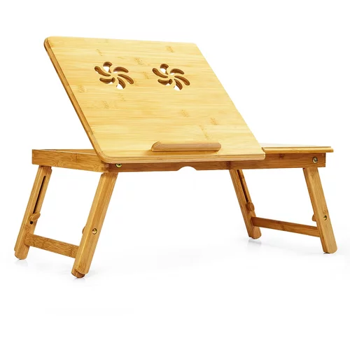 Blumfeldt stol za laptop, s otvorima za ventilaciju, podesiv po visini, 58 × 23 × 29 cm, bambus
