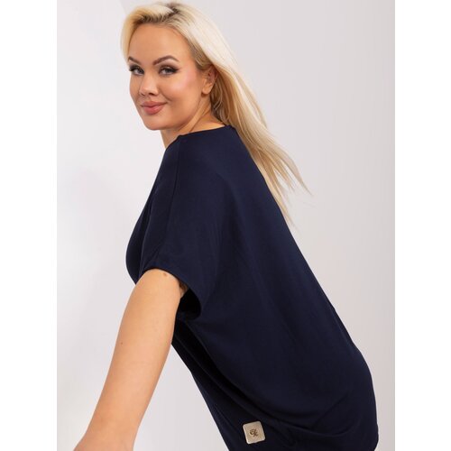 Fashion Hunters Navy blue blouse plus size loose-fitting Slike