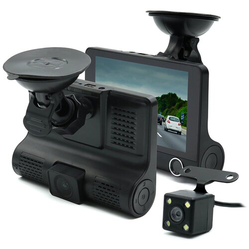 T655 auto kamera sa tri objektiva â€“ prednja, unutrašnja i rikverc kamera (crna) Cene