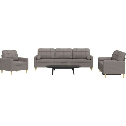 vidaXL 3-dijelni set sofa s ukrasnim jastucima smeđesivi od tkanine Cijene