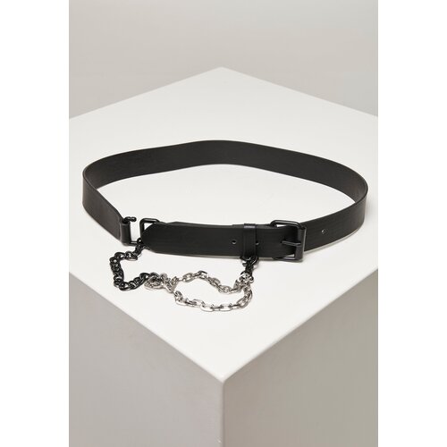 Urban Classics Imitation leather strap with metal chain black Cene