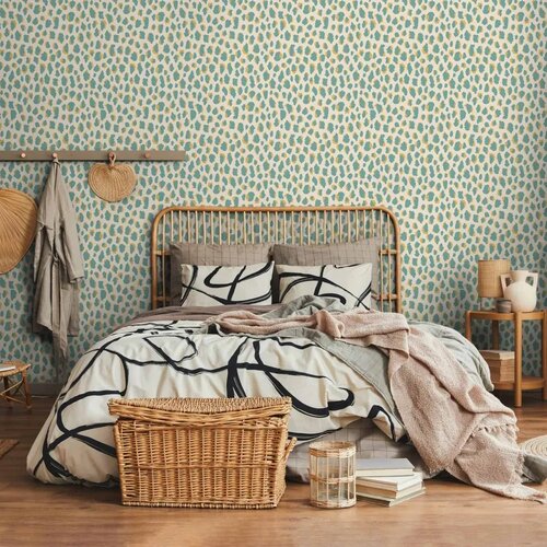  Tapeta - Giraffe Pattern - animal pattern in turquoise spots on a light background. 50x1000 Premium Slike