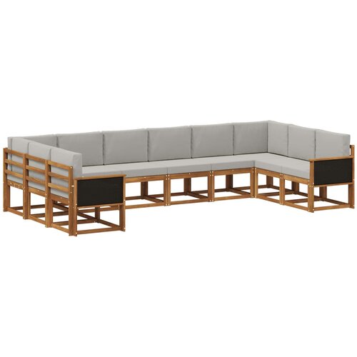 vidaXL Zunanja garnitura za sedenje 10 pcs Naravna in svetlo siva, (5000282140) Cene