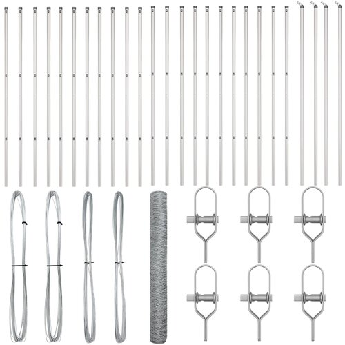 VidaXL &amp;Scaron;esterokutna Ograda 1x50 m Pocinčani Čelik, Ogradni Stupovi 13 kom &amp;Oslash;32 mm 150 cm Pocinčani Čelik Slike