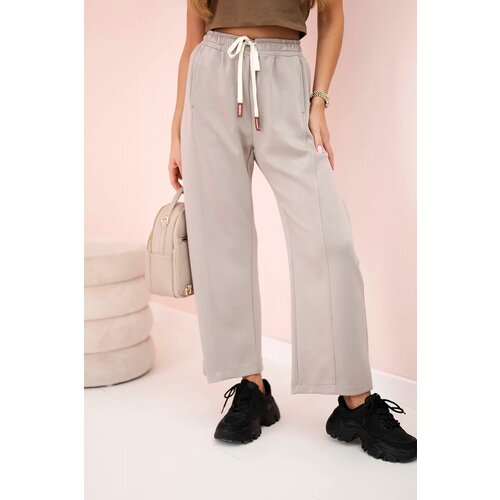 Kesi Włoski Butter trousers tied at the waist dark beige Slike